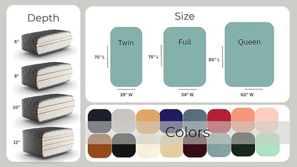 Royal Sleep Products by The Futon Factory 6 inch Memory Foam Futon Mattress - Solid Khaki Cover - Queen Size - CertiPUR Certified Foams - Made in USA - (Frame not Included)