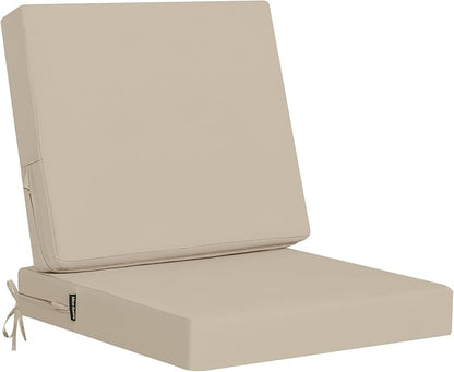 idee-home Outdoor Cushions for Patio Furniture, Outdoor Seat Cushion, Waterproof Couch Hampton Bay Deep Seat Replacement Chair Cushions for Garden Lawn Backyard Deck, 22 x 22 Beige