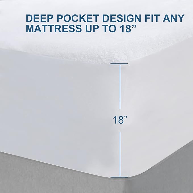 RV Short Queen Size Mattress Protector Waterproof,Smooth Top Mattress Protector for Kids,Breathable Skin Friendly and Noiseless Fitted Sheet,Viscose Terry Mattress Cover