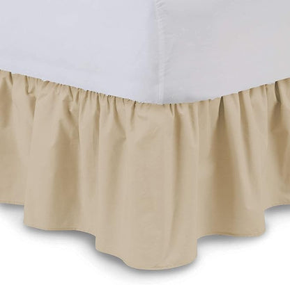 Ruffled Bed Skirt (Full, Taupe) 18 Inch Drop Dust Ruffle with Platform, 100% Cotton 600 Thread Count Fabric, Gathered Styling, Available in All Bed Sizes and 23 Colors - Bedskirt