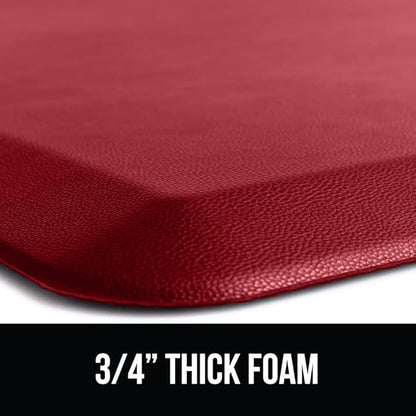 GORILLA GRIP Comfortable Cushioned Kitchen Mats for Floor, 48x20, Waterproof and Stain Resistant Soft Top, 3/4 Inch Thick Ergonomic Standing Desk Anti Fatigue Mat, Foam Supports Ankles and Feet, Red