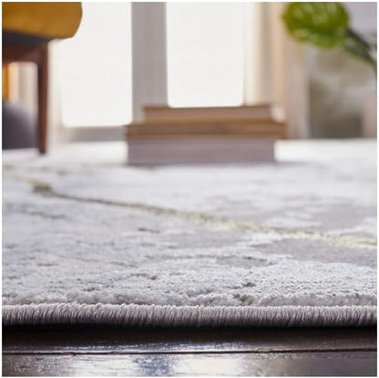 SAFAVIEH Amelia Collection Area Rug - 12' Square, Grey & Gold, Modern Abstract Design, Non-Shedding & Easy Care, Ideal for High Traffic Areas in Living Room, Bedroom (ALA293G)