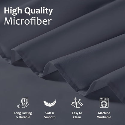 Shreem Linen Ruffled Bed Skirt with Split Corners, Gathered Style, 100% Microfiber, 18-Inch Drop, Dust Ruffle Bedskirt with Platform, Full, Dark Grey