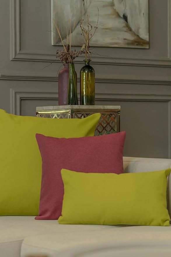 Haven & Glow Decorative Throw Pillow Cover – Square Cushion Case with Zipper | Modern Sofa, Couch & Bed Accent Pillow Covers for Living Room, Bedroom & Home Decor | 24 x 24 Inch – Green – Pack of 2