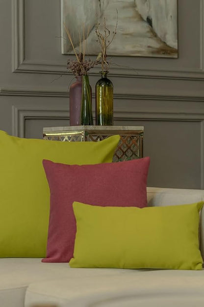Haven & Glow Decorative Throw Pillow Cover – Square Cushion Case with Zipper | Modern Sofa, Couch & Bed Accent Pillow Covers for Living Room, Bedroom & Home Decor | 24 x 24 Inch – Green – Pack of 2