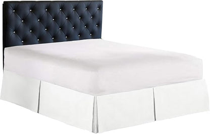 Bed Skirt - 100% Cotton 800 Thread Count Box Pleated Bed Skirt - Luxury Pleated Dust Ruffle, Hotel Quality Modern Bed Skirt, Easy Fit with 12 Inch Tailored Drop, Short Queen, White
