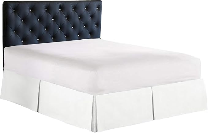 Bed Skirt - 100% Cotton 800 Thread Count Box Pleated Bed Skirt - Luxury Pleated Dust Ruffle, Hotel Quality Modern Bed Skirt, Easy Fit with 12 Inch Tailored Drop, Full, White