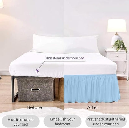 Ruffle Bed Skirt with Split Corners, Microfiber Dust Ruffled for a Perfectly Tailored Bedding Ensemble, Wrinkle and Fade Free, Easy Fit, Queen Size 18 Inch Drop, Light Blue