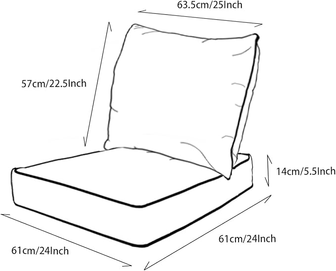 COZYVIDA Outdoor/Indoor 24x24 inch Deep Seat Patio Cushions Set of 2 Resilient Foam Filling Water Repellent Stain-Resistant UV Resistant Weather Resistant Patio Cushions Putty