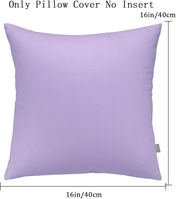4-Pack 100% Cotton Comfortable Solid Decorative Throw Pillow Case,Thmyo Square Cushion Cover Pillowcase Sublimation Blank Pillow Covers DIY Throw Pillowcase for Sofa(16x16 inch/ 40x40cm,Light Purple)