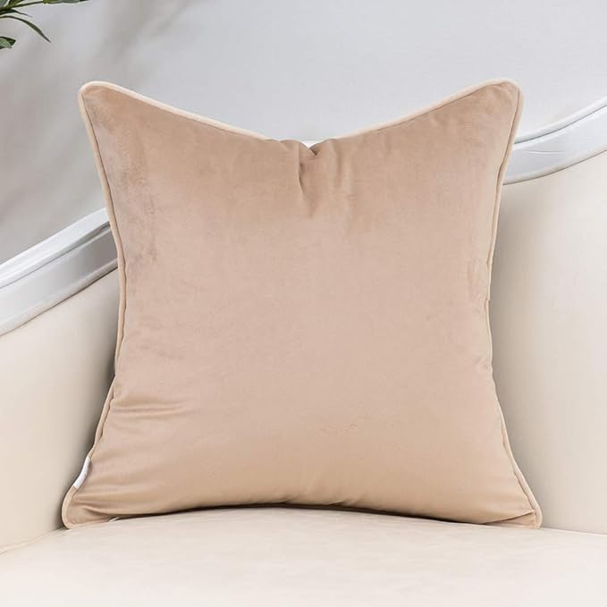 Yangest Brown Striped Throw Pillow Cover Multicolor Velvet Cushion Cover Modern Bohemian Pillowcase for Sofa Couch Bedroom Living Room Home Christmas Decoration,16x16 Inch