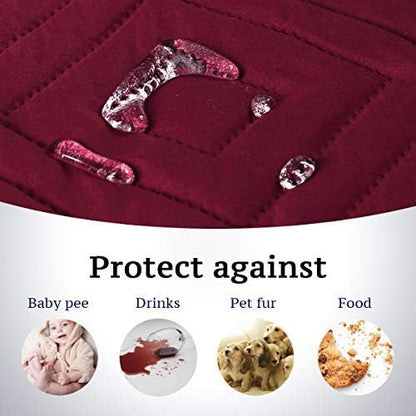 H.VERSAILTEX Reversible Loveseat Cover Furniture Protector Anti-Slip Water Resistant 2 Inch Wide Elastic Straps Couch Covers Pets Kids Fit Sitting Width Up to 46"(Love Seat: 75" x 90", Red/Tan)