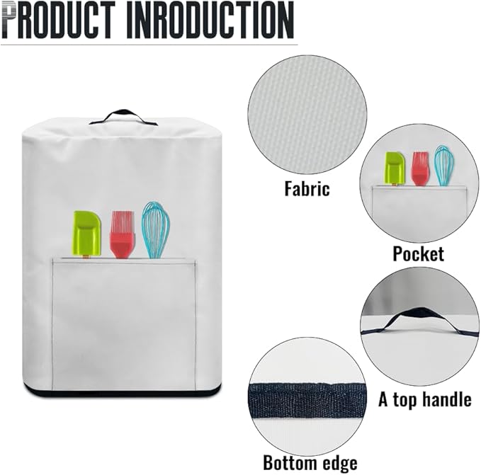 Insulated Air Fryer Appliance Cover Dust Cover with Storage Pocket for Spoon/Cooking Utensils/Recipes, Easy to Clean Machine Washable, Blue Purple Flower