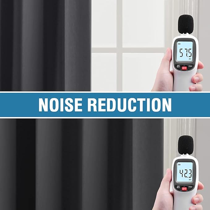 H.VERSAILTEX 100% Blackout Curtains for Bedroom Thermal Insulated Blackout Curtains 45 inch Length Full Light Blocking Window Drapes for Living Room with Black Liner 2 Panels, Charcoal Gray