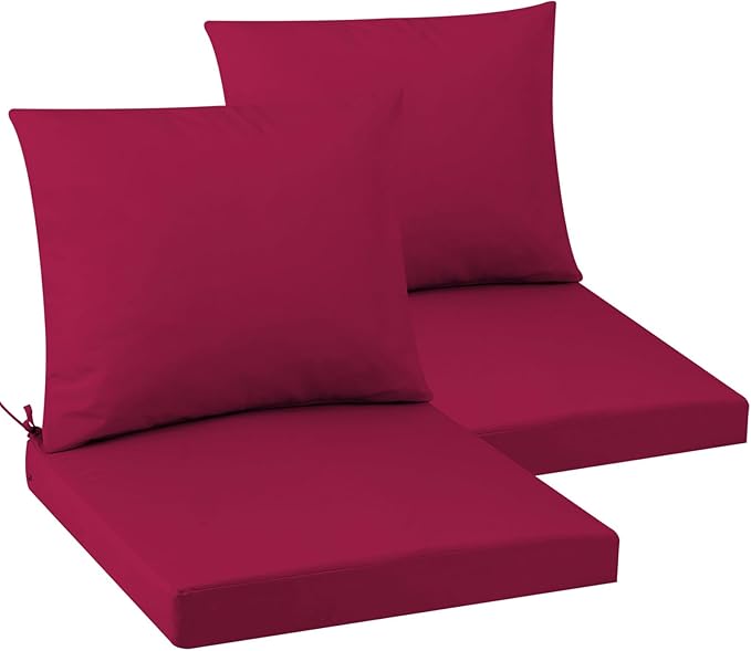 Outdoor Seat Cushion Set 22 x 22 In, Water-Resistant & Fade-Resistan, Patio Furniture Cushions with Removable Cover Deep Seat & Back Cushion with Handle and Adjustable Straps for Chair Sofa,2PC