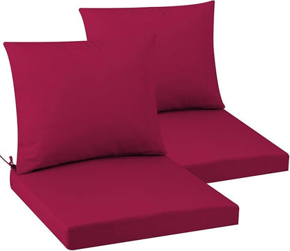 Outdoor Seat Cushion Set 22 x 22 In, Water-Resistant & Fade-Resistan, Patio Furniture Cushions with Removable Cover Deep Seat & Back Cushion with Handle and Adjustable Straps for Chair Sofa,2PC