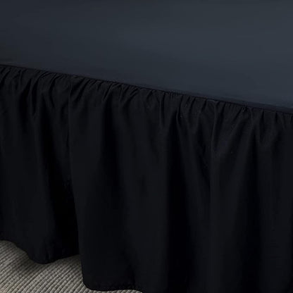Bed Skirts King Size 18 Inch Ruffled Bed Skirt with Split Corners, 18 Inch Drop Dust Ruffle Bed Skirt with Platform, Black, King Size