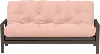 Royal Sleep Products by The Futon Factory 6 inch Foam Futon Mattress - Solid Blush Pink Cover - Full Size - CertiPUR Certified Foams - Made in USA - Replacement Mattress - (Frame not Included)