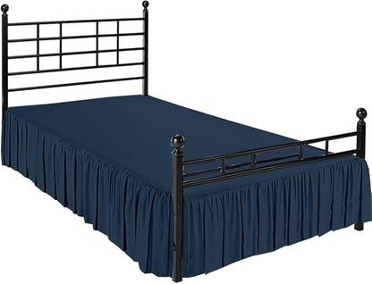Ruffle Bed Skirt with Split Corners, Microfiber Dust Ruffled for a Perfectly Tailored Bedding Ensemble, Wrinkle and Fade Free, Easy Fit, King Size 12 Inch Drop, Navy Blue
