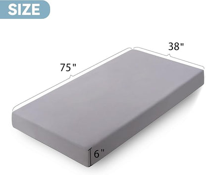 Twin Fitted Sheet (Sheet Only) Compatible with Milliard Trifold Mattress Folding Mattress 4” and 6”, Shrinkage & Stain Resistant Sheet for Camp Bunk Rvs Bed, Gray