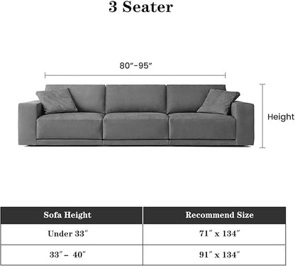MEETSKY Couch Cover for Pets Sofa Cover for 3 Cushion Couch Sofa Oversized Sofa Slipcovers Sectional Sofa Covers Washable, Sofa Throw Couch for Dogs Couch Protector, 91"x 134", Charcoal Gray