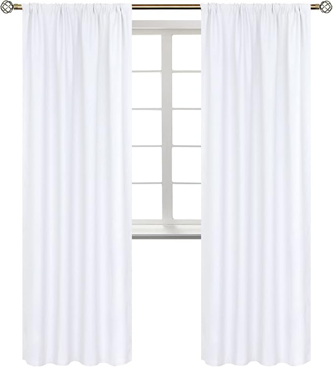 BGment White Curtains 84 Inches Length for Living Room - Rod Pocket Thermal Insulated Window Treatment Curtains for Dining Room Bedroom, 2 Panels, Pure White, 42 x 84 Inch