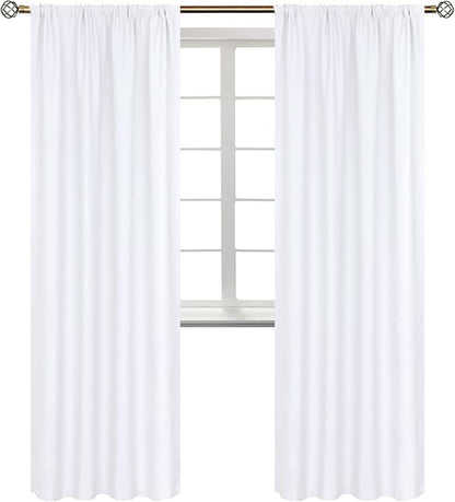 BGment White Curtains 84 Inches Length for Living Room - Rod Pocket Thermal Insulated Window Treatment Curtains for Dining Room Bedroom, 2 Panels, Pure White, 42 x 84 Inch