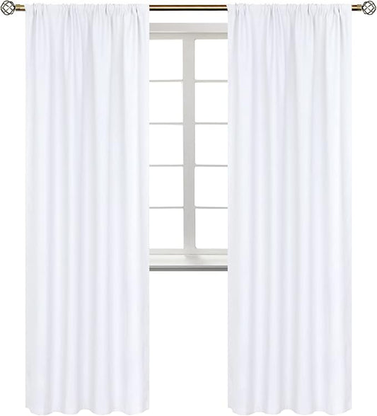 BGment White Curtains 84 Inches Length for Living Room - Rod Pocket Thermal Insulated Window Treatment Curtains for Dining Room Bedroom, 2 Panels, Pure White, 42 x 84 Inch
