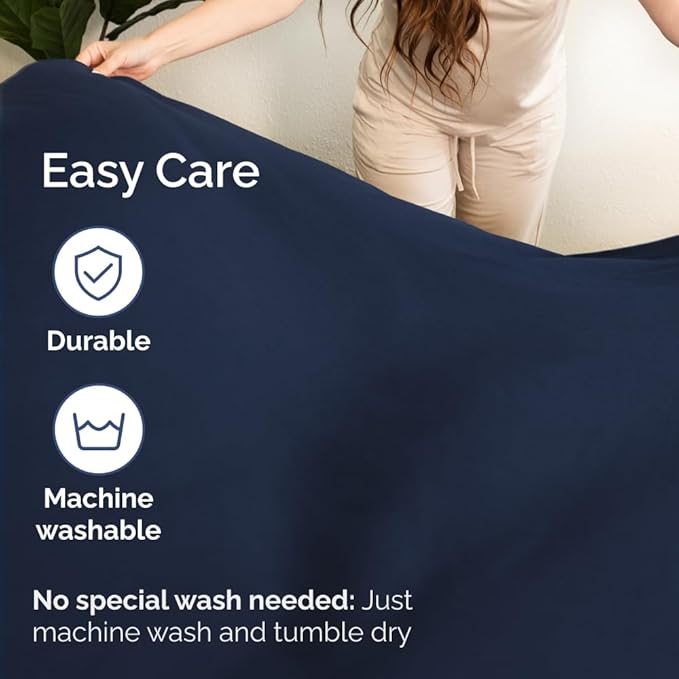 Olympic Queen Sheet Set 66x80 - 4 Piece RV Olympic Queen Size Sheets - Soft, Breathable & Cooling - Fits 14” to 16" Mattress w/ Deep Pockets - Comfy Luxury Bedding - Fade & Wrinkle Free - Navy Blue