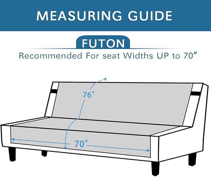 H.VERSAILTEX Futon Cover Reversible Sofa Slipcover Furniture Protector Water Resistant 2 Inch Wide Elastic Straps Sofa Bed Pets Kids Dog Cat Fit Sitting Width Up to 70"(Futon, Ivory/Beige)