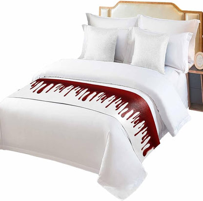 Halloween Blood Pattern Bed Runners for Bedroom Hotel,Decorative Bedding Scarf Horror Dark Red Fluid Style Bed End Blanket Bedding Runner Scarves for Queen Size Bed,94x20in
