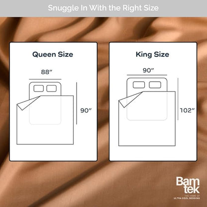Duvet Cover Set - 100% Viscose Derived from Bamboo Duvet Cover King Size, 3 PC Luxury Cooling Duvet Cover for Hot Sleepers, Silky Buttery Soft Comforter Cover & 2 PC King Pillowcases, Almond