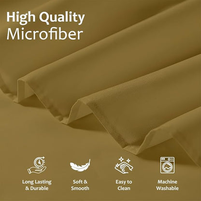 Shreem Linen Ruffled Bed Skirt with Split Corners, Gathered Style, 100% Microfiber, 18-Inch Drop, Dust Ruffle Bedskirt with Platform, Full-XL, Taupe