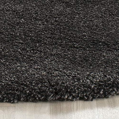 SAFAVIEH Milan Shag Collection 3' Round Dark Grey SG180 Solid Non-Shedding Living Room Bedroom Dining Room Entryway Plush 2-inch Thick Area Rug