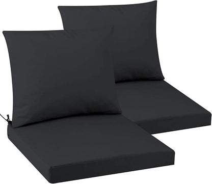 Outdoor Seat Cushion Set 22 x 22 In, Water-Resistant & Fade-Resistan, Patio Furniture Cushions with Removable Cover Deep Seat & Back Cushion with Handle and Adjustable Straps for Chair Sofa,2PC