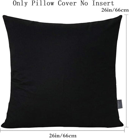 Thmyo 4-Pack 100% Cotton Comfortable Solid Decorative Throw Pillow Case Square Cushion Cover Pillowcase Sublimation Blank Pillow Covers Halloween DIY Throw Pillowcase for Sofa(26x26inch/66x66cm,Black)