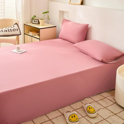 WenBags Lightweight Waterproof Flat Sheet 70 * 90 Inches Queen Size-Mattress Protector for Bed & Couch, Pet Hair Resistant Cover Ideal for Dogs & Cats, Perfect for Hotels & Hospitals (Pink)