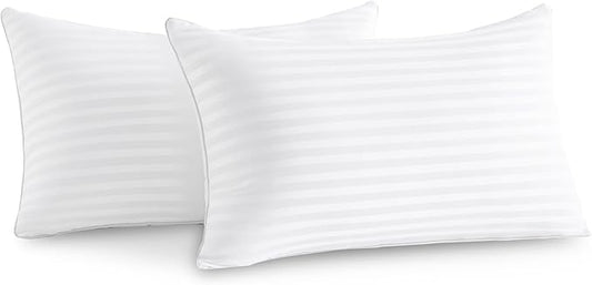 Oubonun 14 x 22 Throw Pillow Inserts, Firm and Fluffy Decorative Pillows for Couch Bed Sofa with Soft Cotton Cover White Cushion with Down Alternative Pack of 2