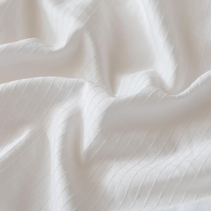 King Bed Skirt, Grid Plaid Soft Quadruple Pleated Ruffle Bed Skirt, Tailored Dust Ruffle 14 Inch Drop Easy Fit, Machine Washable (White)