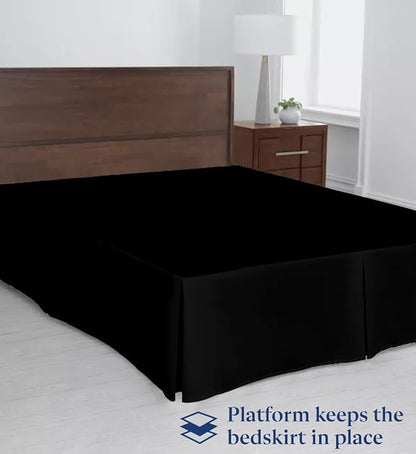 SKY BEDDINGS Luxury Pleated King Bed Skirt with Split Corners - 21 Inch Tailored Drop - Pleated Dust Ruffle - Wrinkle-Free 100% Microfiber - Easy Fit, Soft & Durable - Black