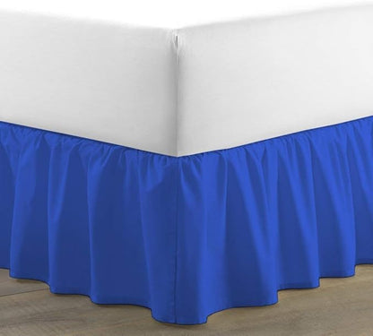 Ruffled Bed Skirt (California King, Royal Blue Color) 12 Inch Drop Dust Ruffle with Platform, 100% Cotton 800 Thread Count Fabric - Dust Ruffle Bedskirt for Easy Fitting and Easy Care