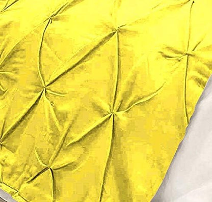 Bed Runner Set - 100% Pure Cotton 800 Thread Count - Luxury 1 Pinch Pleated Bed Runner and 2 Pillow Cover - 3 Piece Pinch Pleated Bed Runner Set California King, Yellow