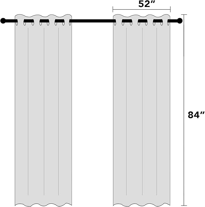 PrinceDeco 100% Blackout Linen Curtains 84 inch Long Thermal Insulated Curtains for Winter Grommet Noise Reducing Window Treatment Drapes for Hall Room,52" Wide Per Panel, Set of 2,Grey