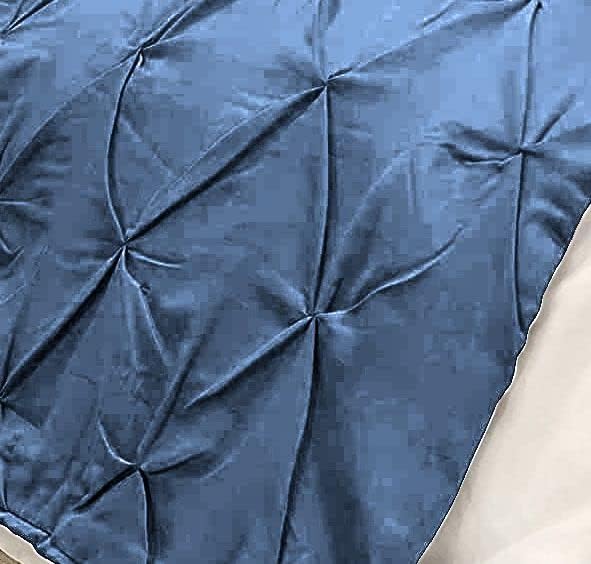 Bed Runner Set - 100% Pure Cotton 800 Thread Count - Luxury 1 Pinch Pleated Bed Runner and 2 Pillow Cover - 3 Piece Pinch Pleated Bed Runner Set California King, Medium Blue