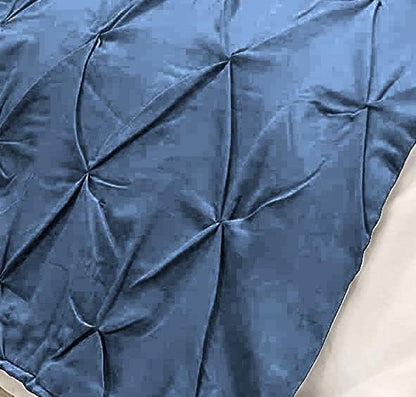 Bed Runner Set - 100% Pure Cotton 800 Thread Count - Luxury 1 Pinch Pleated Bed Runner and 2 Pillow Cover - 3 Piece Pinch Pleated Bed Runner Set Twin, Medium Blue