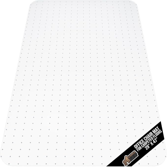 GORILLA GRIP Slip Resistant Office Chair Mat for Carpet Floors, Smooth Glide Under Desk Carpeted Floor Protector, Heavy Duty Plastic Computer Mats for Rolling Work and Gaming Chairs 29x47, Clear
