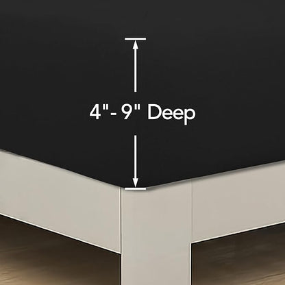 PureFit Stretchy Box Spring Cover King - Elastic Fitted Box Spring Wrap Around 4 Sides, Wrinkle & Fading Resistant Fits King and C-King Size Beds, Black