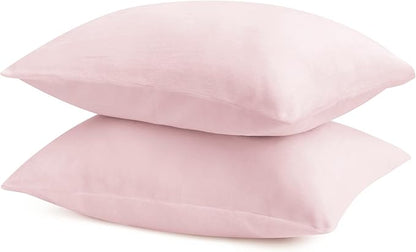 BEDELITE Flannel King Size Pillow Cases Set of 2, Super Soft Fleece Pillowcases with Zipper for Bedroom, Sofa, Couch,Luxury Cozy Fuzzy Velvet Pillow Shams for All Seasons(20x40 Inches,Pink)