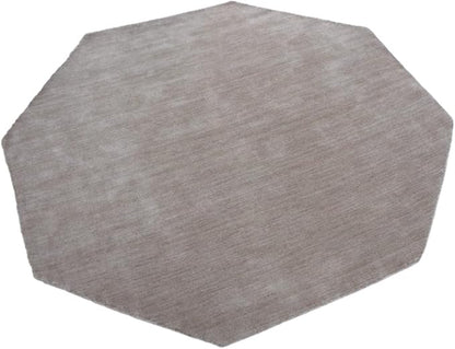 Hand Knotted Loom Wool ECO-Friendly Area Rugs - 6'x6', Octagon, Beige Color, Solid Plain Design, High Pile Thick Handmade Anti Skid Area Rugs for Living Room, Bed Room (L00111)