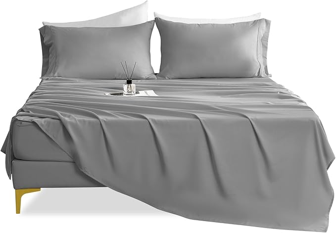 Twin Sheet Set - 3 Piece Silky Ultra Soft Breathable Bed Sheet Set, 16" Deep Pocket for Mattress, Hotel Luxury Twin Size Sheets & Wrinkle Free,Easy Care Cooling Bedding Sheets,Light Grey